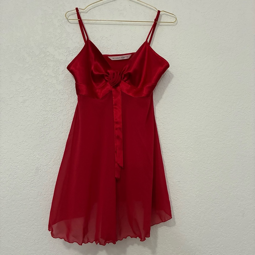 Vintage Victoria’s Secret dress 1990’s Red Rosette Slip